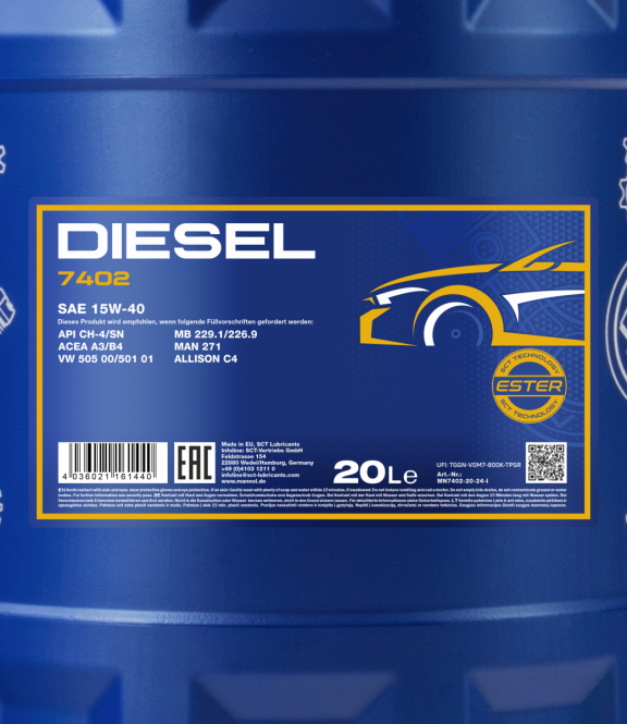 Mannol 20 Liter Diesel 15W-40 Motoröl
