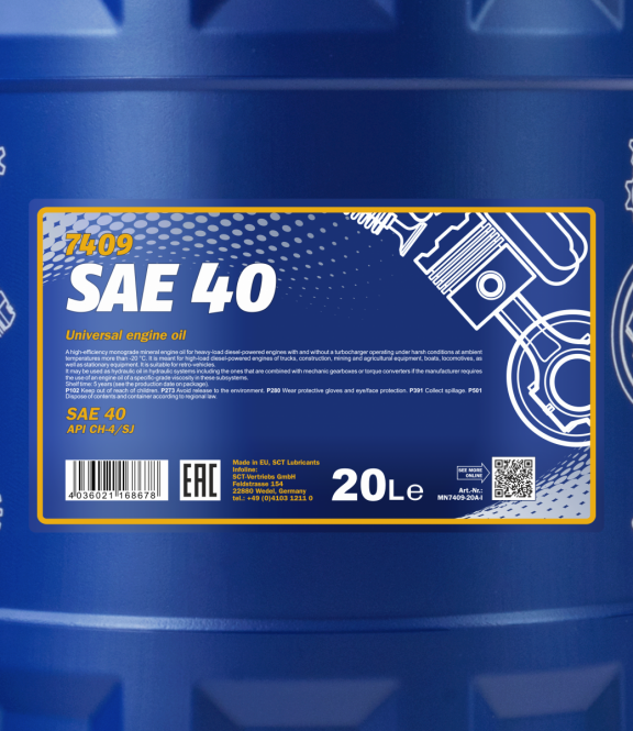 Motoröl/ Einbereichsöl Dieselmotor 20 Liter Mannol SAE 40
