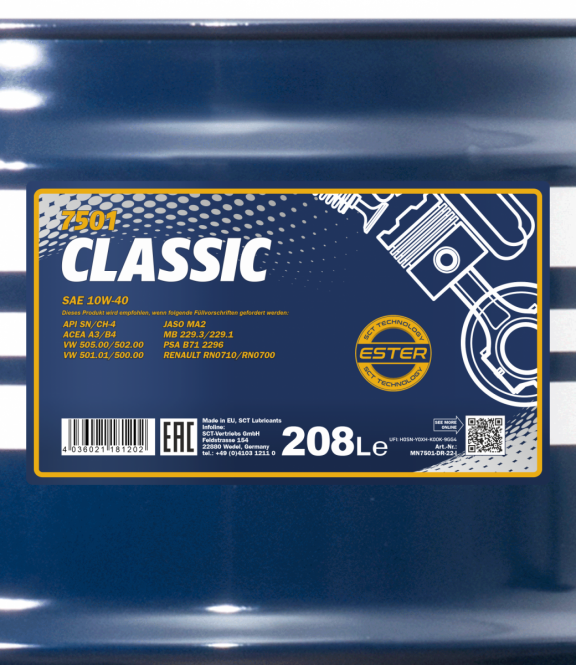 Motoröl 208liter Mannol Classic 10W-40 208L