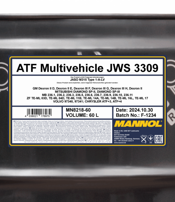 Getriebeöl 60 Liter ATF Multivehicle JWS 3309
