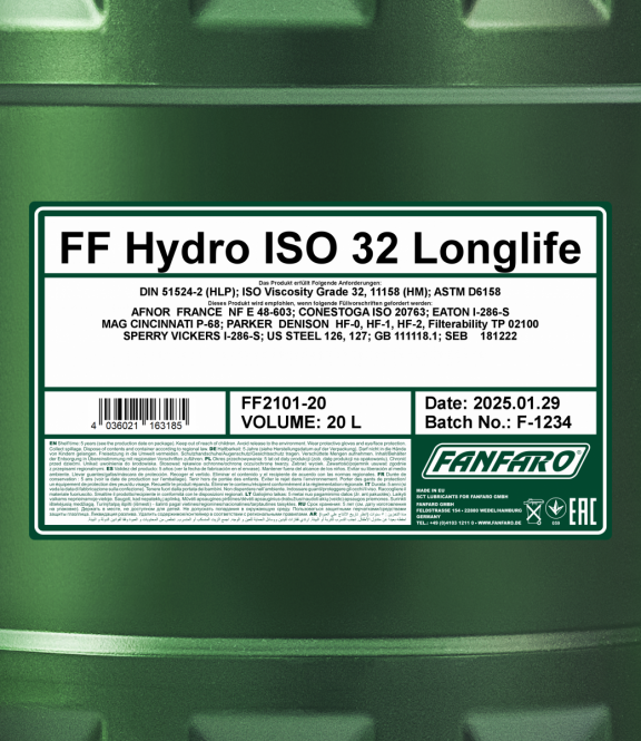 Hydrauliköl 20 Liter Fanfaro Hydro ISO 32 Longlife
