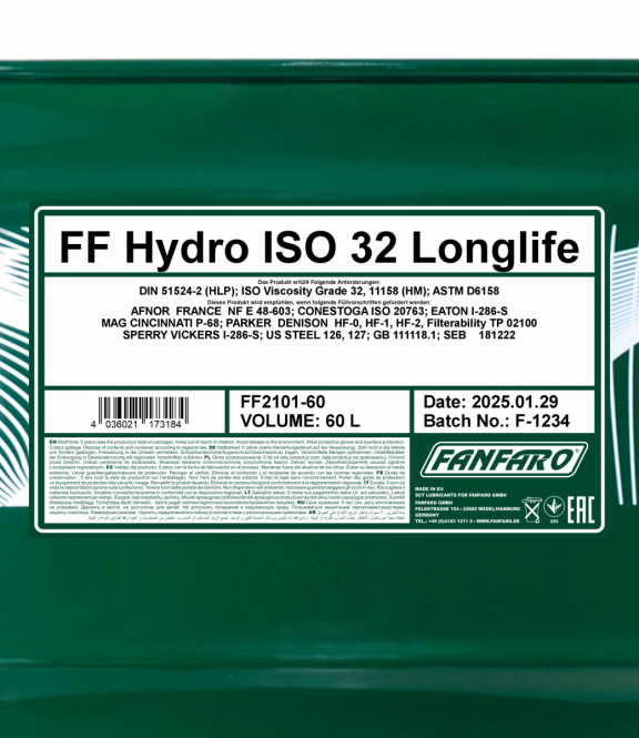 Hydrauliköl 60 Liter Fanfaro Hydro ISO 32 Longlife