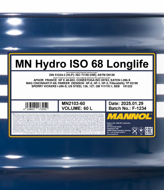 Hydrauliköl 60 Liter Mannol Hydro ISO 68 Longlife