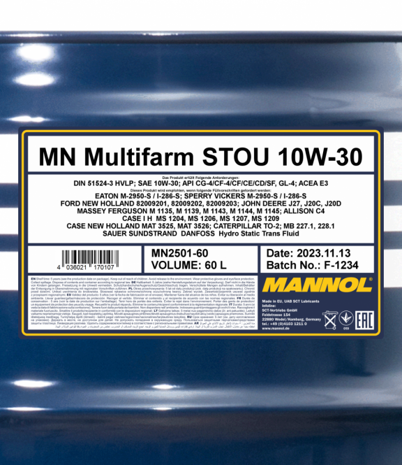 STOU-ÖL Multifarm 10W-30 60 liter Fass
