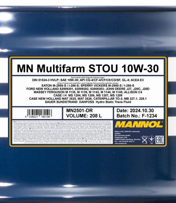 STOU-ÖL Multifarm 10W-30 208 liter Fass