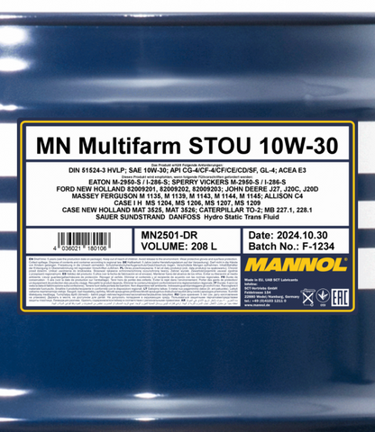 STOU-ÖL Multifarm 10W-30 208 liter Fass