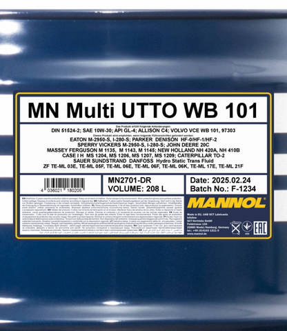 Mannol 208 Liter Multi UTTO WB 101