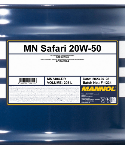 Motoröl 208 Liter Mannol 20W-50 Safari