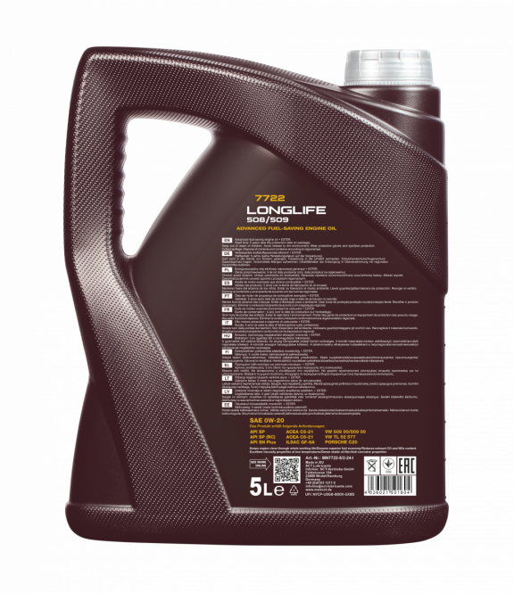 Motoröl 5 Liter Mannol 0W-20 Longlife 508/509