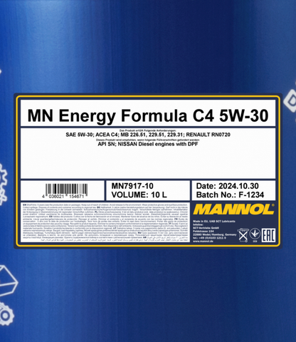 Motoröl Mannol 10 Liter Energy Formula C4 5W-30
