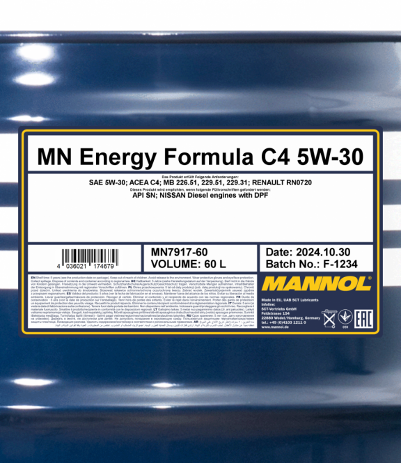Motoröl Mannol 60 Liter Energy Formula C4 5W-30