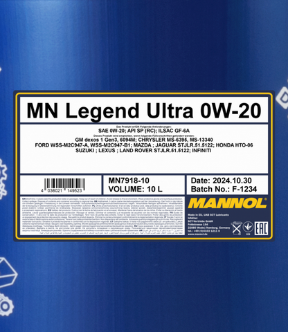 Motoröl 10 Liter Mannol Legend Ultra 0W-20