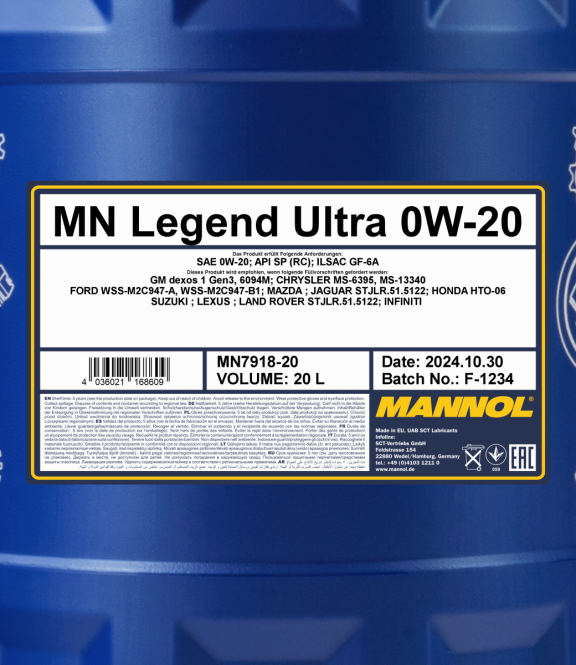Motoröl 60 Liter Mannol Legend Ultra 0W-20