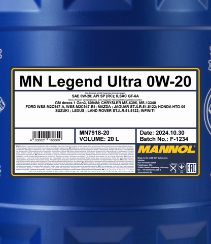 Motoröl 60 Liter Mannol Legend Ultra 0W-20