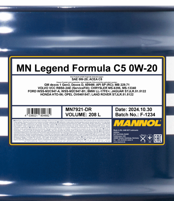 Motoröl 208 Liter Mannol Legend Formula C5 0W-20