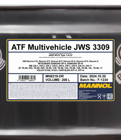 Getriebeöl 208 Liter ATF Multivehicle JWS 3309